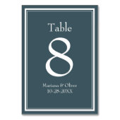 Moderne minimalistische blauwe tafel nummer kaart (Achterkant)