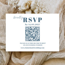 Moderne minimalistische blauwe trouw-RSVP kaart