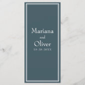 Moderne Minimalistische Blauwe Trouwmenu Met Rand Menu (Achterkant)