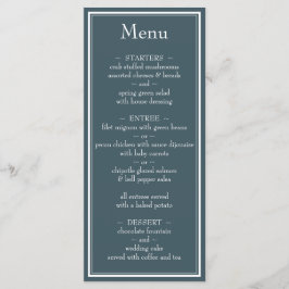 Moderne Minimalistische Blauwe Trouwmenu Met Rand Menu