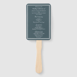 Moderne Minimalistische Blauwe Trouwprogramma Hand Handwaaier