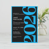 Moderne Minimalistische Blauwe Typografie Afstudee Kaart (Staand voorkant)