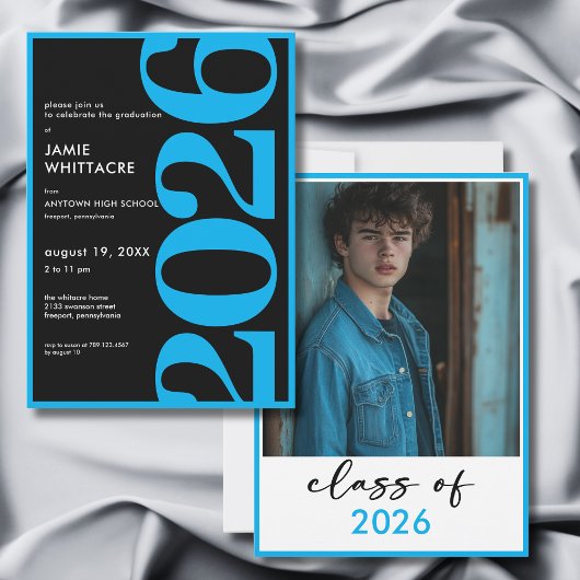 Moderne Minimalistische Blauwe Typografie Afstudee Kaart