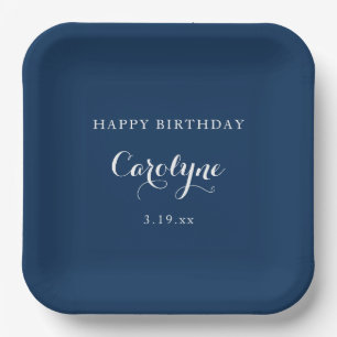 Moderne Minimalistische Blauwe Verjaardag Papieren Bordje