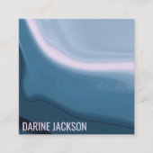Moderne minimalistische blauwe Waterverf Wavy ocea Vierkante Visitekaartje (Voorkant)