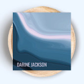 Moderne minimalistische blauwe Waterverf Wavy ocea Vierkante Visitekaartje