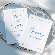 Moderne Minimalistische Blauwe & Witte Bruiloft