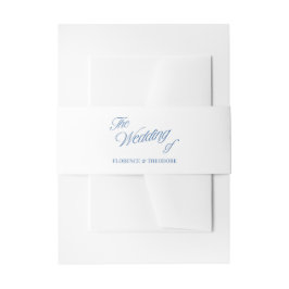 Moderne Minimalistische Blauwe & Witte Bruiloft Uitnodigingen Wikkel