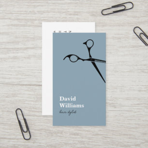 Moderne Minimalistische Blauwe Witte Haarstylist Visitekaartje