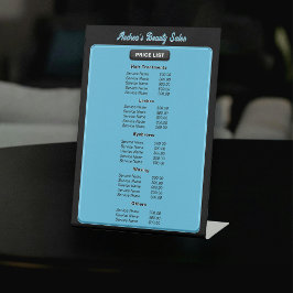 Moderne minimalistische blauwe zwarte moderne salo reclamebord met voetstuk