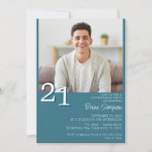 Moderne minimalistische Blauwgroen 21e verjaardag Kaart (Voorkant)