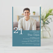 Moderne minimalistische Blauwgroen 21e verjaardag Kaart (Staand voorkant)