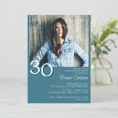 Moderne minimalistische Blauwgroen 30e verjaardag Kaart (Staand voorkant)