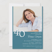 Moderne minimalistische Blauwgroen 40e verjaardag Kaart (Voorkant)