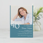 Moderne minimalistische Blauwgroen 40e verjaardag Kaart (Staand voorkant)