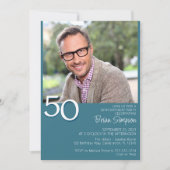 Moderne minimalistische Blauwgroen 50e verjaardag Kaart (Voorkant)