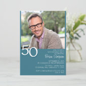 Moderne minimalistische Blauwgroen 50e verjaardag Kaart (Staand voorkant)