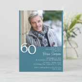 Moderne minimalistische Blauwgroen 60e verjaardag Kaart (Staand voorkant)