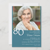 Moderne minimalistische Blauwgroen 80e verjaardag Kaart (Voorkant)