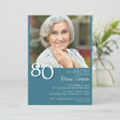 Moderne minimalistische Blauwgroen 80e verjaardag Kaart (Staand voorkant)