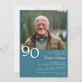 Moderne minimalistische Blauwgroen 90e verjaardag Kaart (Voorkant)