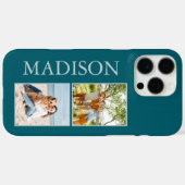 Moderne minimalistische Blauwgroen aangepaste foto Case-Mate iPhone Case (Achterkant (horizontaal))