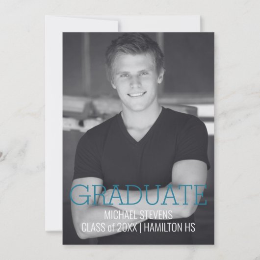 Moderne minimalistische Blauwgroen art deco afstud Aankondiging (Voorkant)