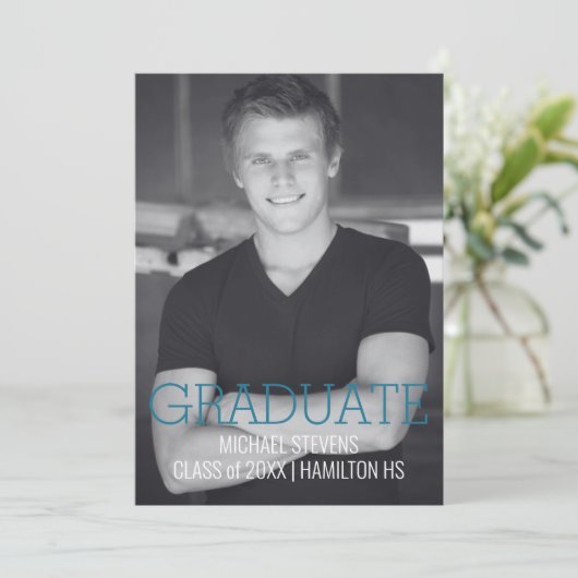 Moderne minimalistische Blauwgroen art deco afstud Aankondiging (Staand voorkant)