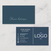 Moderne minimalistische blauwgroen & witte contact visitekaartje (Voorkant / Achterkant)