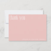 Moderne minimalistische blindroze aangepaste bruil bedankkaart (Voorkant)