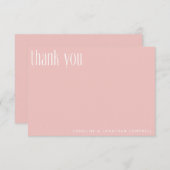 Moderne minimalistische blindroze aangepaste bruil bedankkaart (Voorkant / Achterkant)