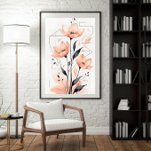 Moderne minimalistische bloem - perzikbloesem VII Poster