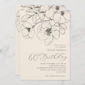 Moderne minimalistische bloemen 60e verjaardag kaart (Voorkant / Achterkant)