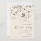 Moderne minimalistische bloemen 80e verjaardag kaart (Voorkant)