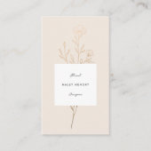 Moderne minimalistische bloemen goud en room visitekaartje (Voorkant)