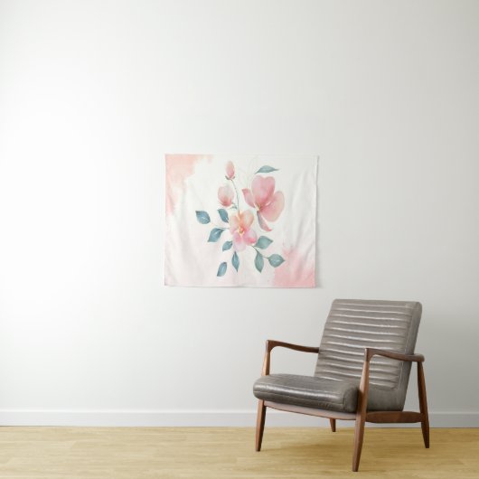 Moderne minimalistische bloemen wandkleed (In Situ (horizontaal))