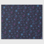 Moderne minimalistische bloemenblauw & Paarse patr Cadeaupapier (Vlak)