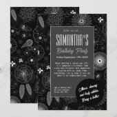 Moderne minimalistische bloemenblauw & Paarse patr Kaart (Voorkant / Achterkant)