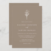 Moderne minimalistische bloemenboeket Taupe bruilo Kaart (Voorkant / Achterkant)