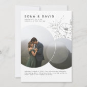 Moderne minimalistische bloemenbruiloft foto kaart (Voorkant)