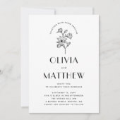 Moderne minimalistische bloemenbruiloft. QR-code e Kaart (Voorkant)