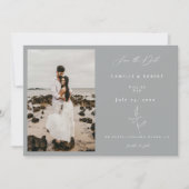 Moderne minimalistische bloemencalligrafie foto save the date (Voorkant)