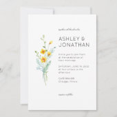 Moderne minimalistische bloemendetail bruiloft kaart (Voorkant)