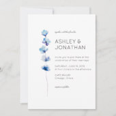 Moderne minimalistische bloemendetail bruiloft kaart (Voorkant)