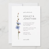 Moderne minimalistische bloemendetail bruiloft kaart (Voorkant)