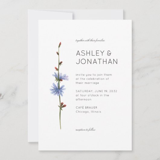 Moderne minimalistische bloemendetail bruiloft kaart (Voorkant)