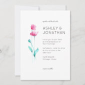 Moderne minimalistische bloemendetail bruiloft kaart (Voorkant)