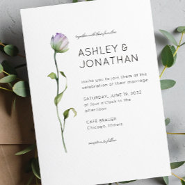 Moderne minimalistische bloemendetail bruiloft kaart