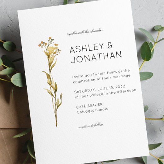 Moderne minimalistische bloemendetail bruiloft kaart
