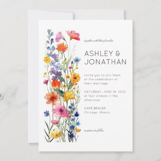 Moderne minimalistische bloemendetail bruiloft kaart (Voorkant)